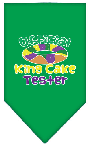 King Cake Taster Screen Print Mardi Gras Bandana Emerald Green Large